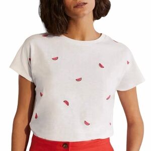 Boden Lena Embroidered Watermelon Sugar Sweet summer picnic Memorial Day tee
